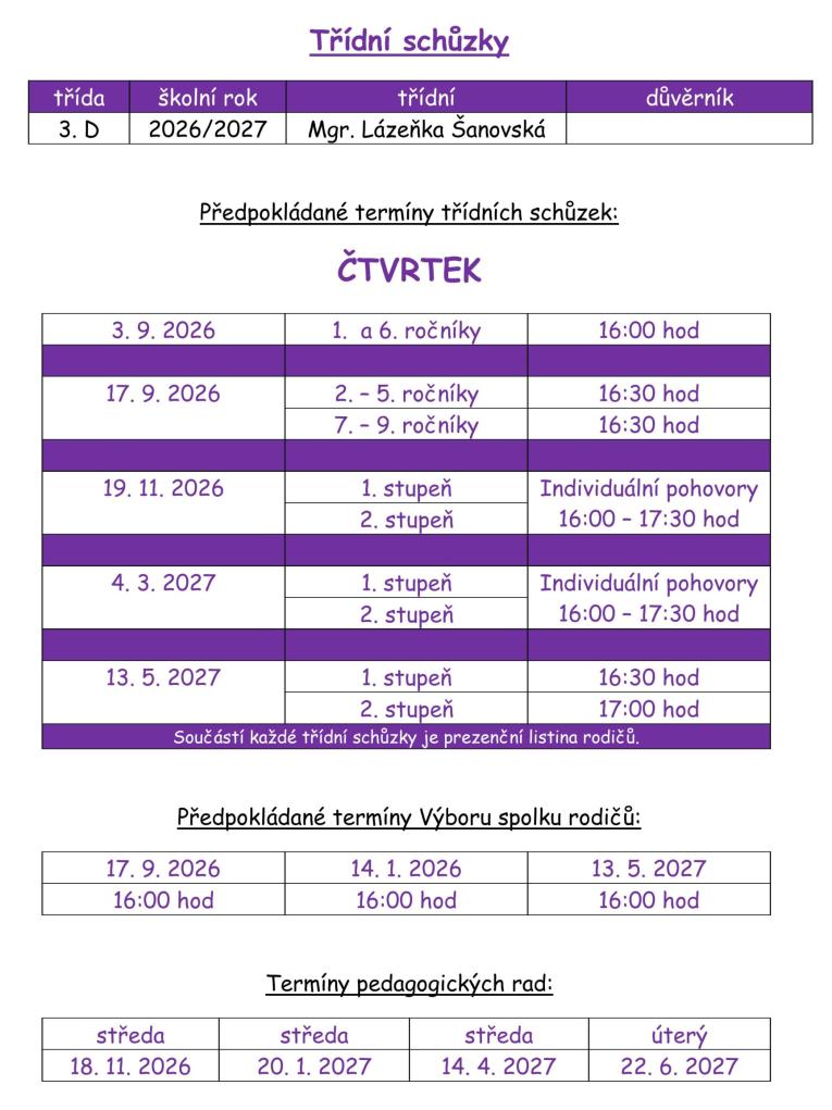 třídní schůzky